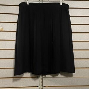 Koret Knee Length A-line Skirt EUC Black Elastic Waist Sz 14 Large Pleated VTG